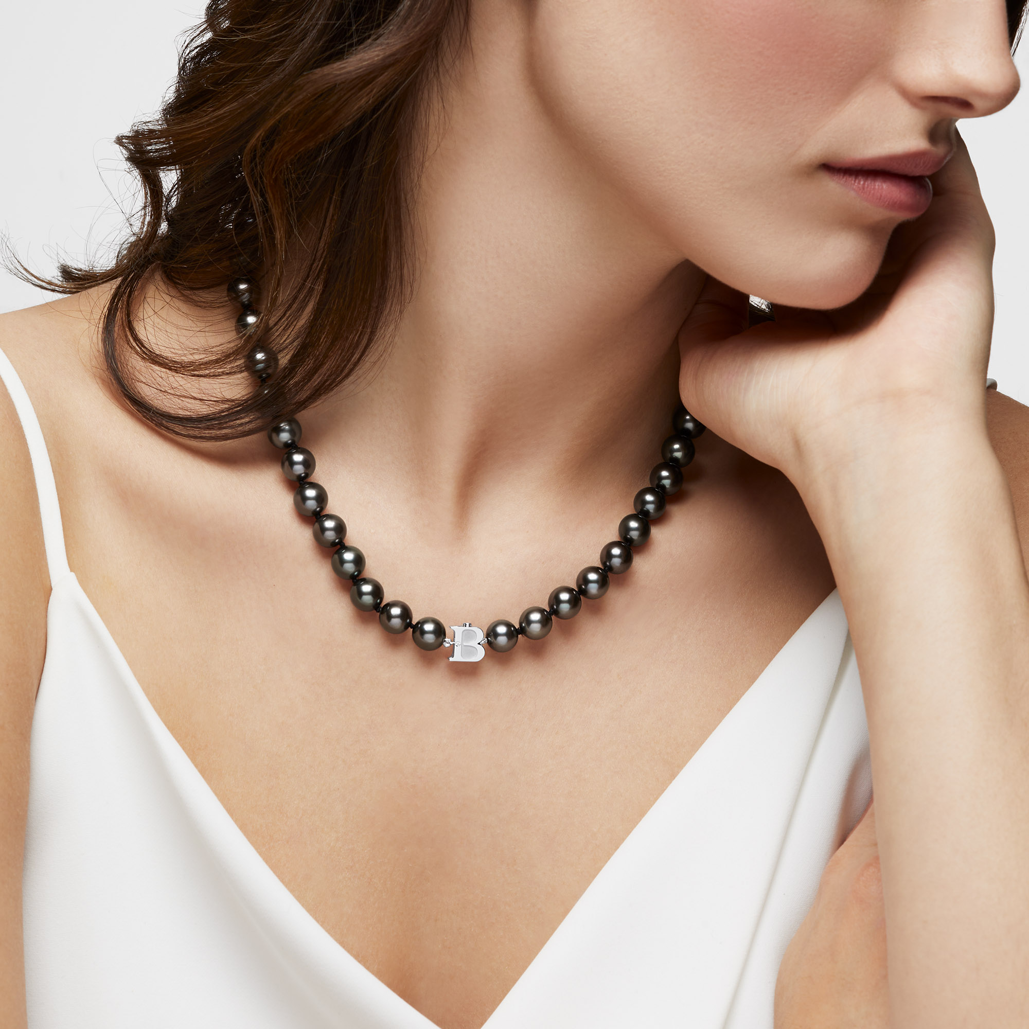 Diamond and White Gold Tahitian Pearl Necklace Birks Pearls